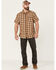 Image #2 - Brothers and Sons Men's Plaid Short Sleeve Button-Down Western Shirt, Beige/khaki, hi-res