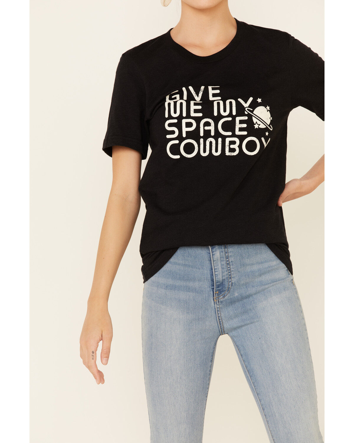 Image #3 - Ali Dee Women's Give Me My Space Cowboy Graphic Short Sleeve Tee, Black, hi-res