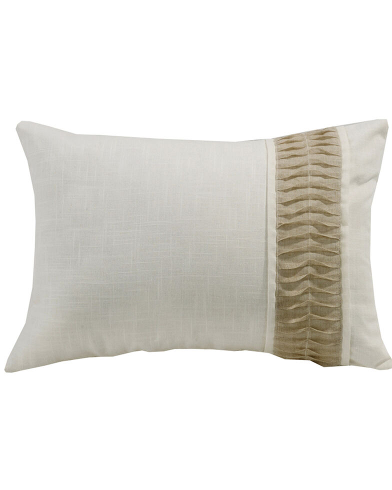 HiEnd Accents White Linen Pillow With Rouching Detail, Cream, hi-res