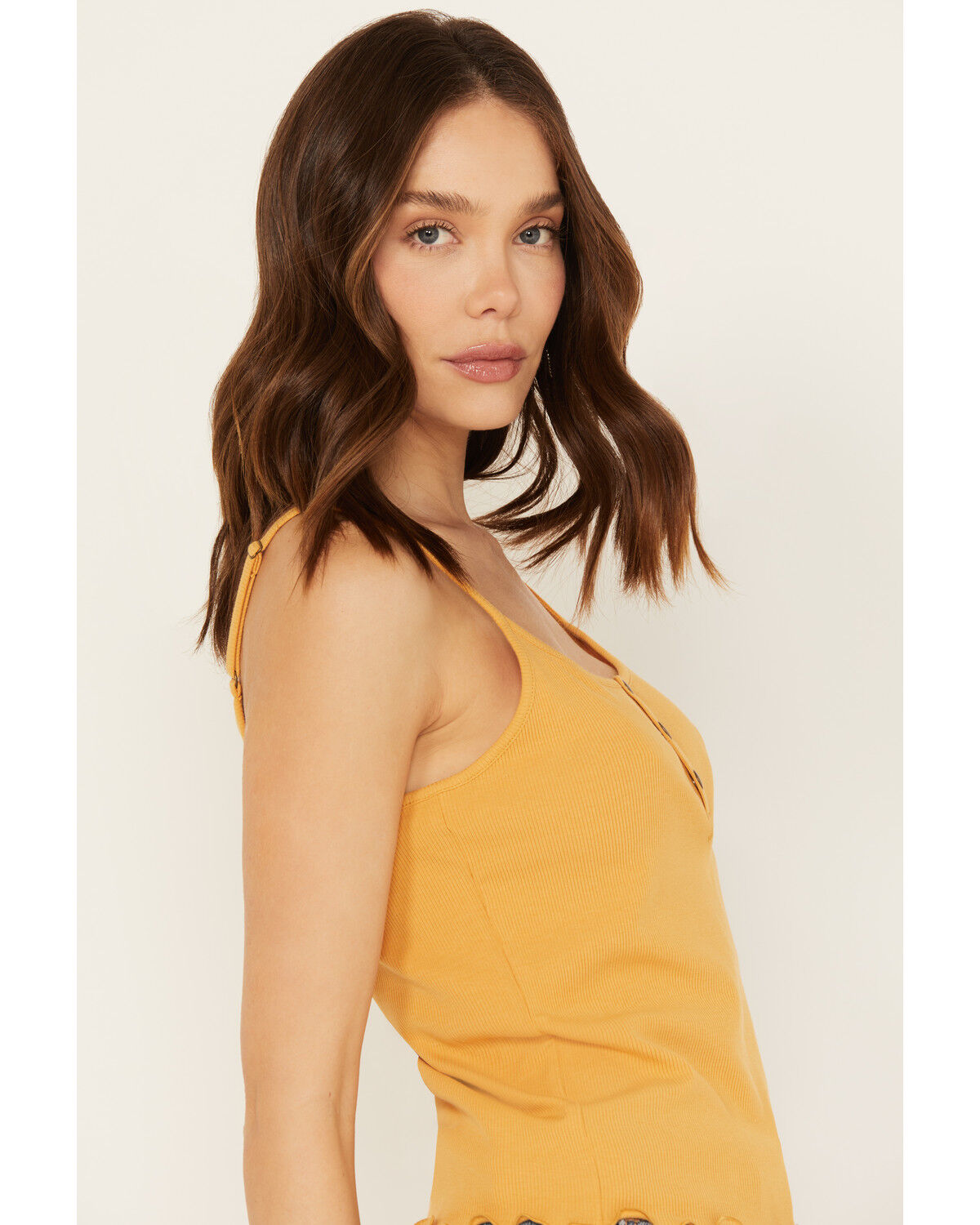 Image #2 - Cleo + Wolf Women's Rib Knit Henley Tank, Light Yellow, hi-res