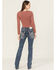 Image #1 - Grace In LA Women's Medium Wash Mid Rise Embroidered Bootcut Stretch Denim Jeans, Medium Wash, hi-res