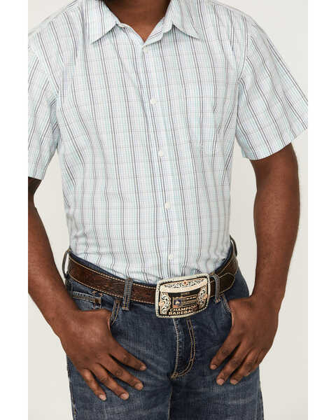 Image #3 - Gibson Men's Big Sky Plaid Short Sleeve Button Down Western Shirt , Medium Blue, hi-res