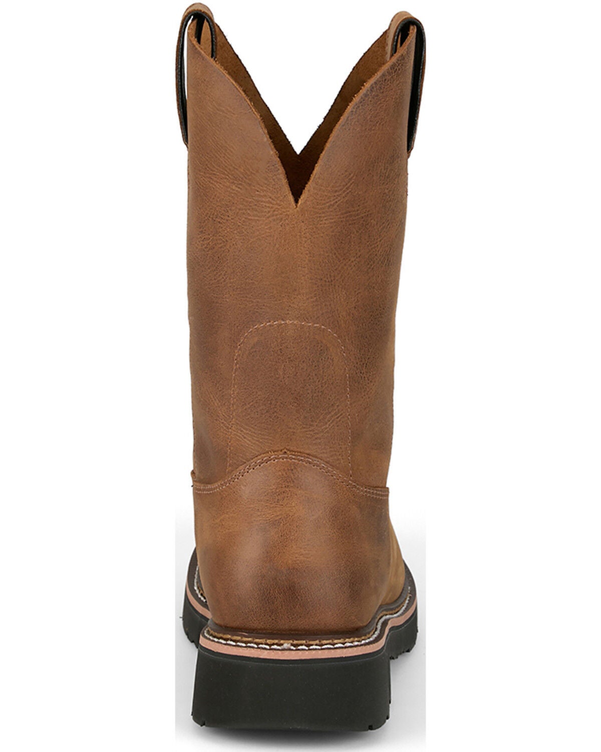 Image #5 - Justin Men's 8" Ames Pull-On Work Boots - Steel Toe, Medium Brown, hi-res