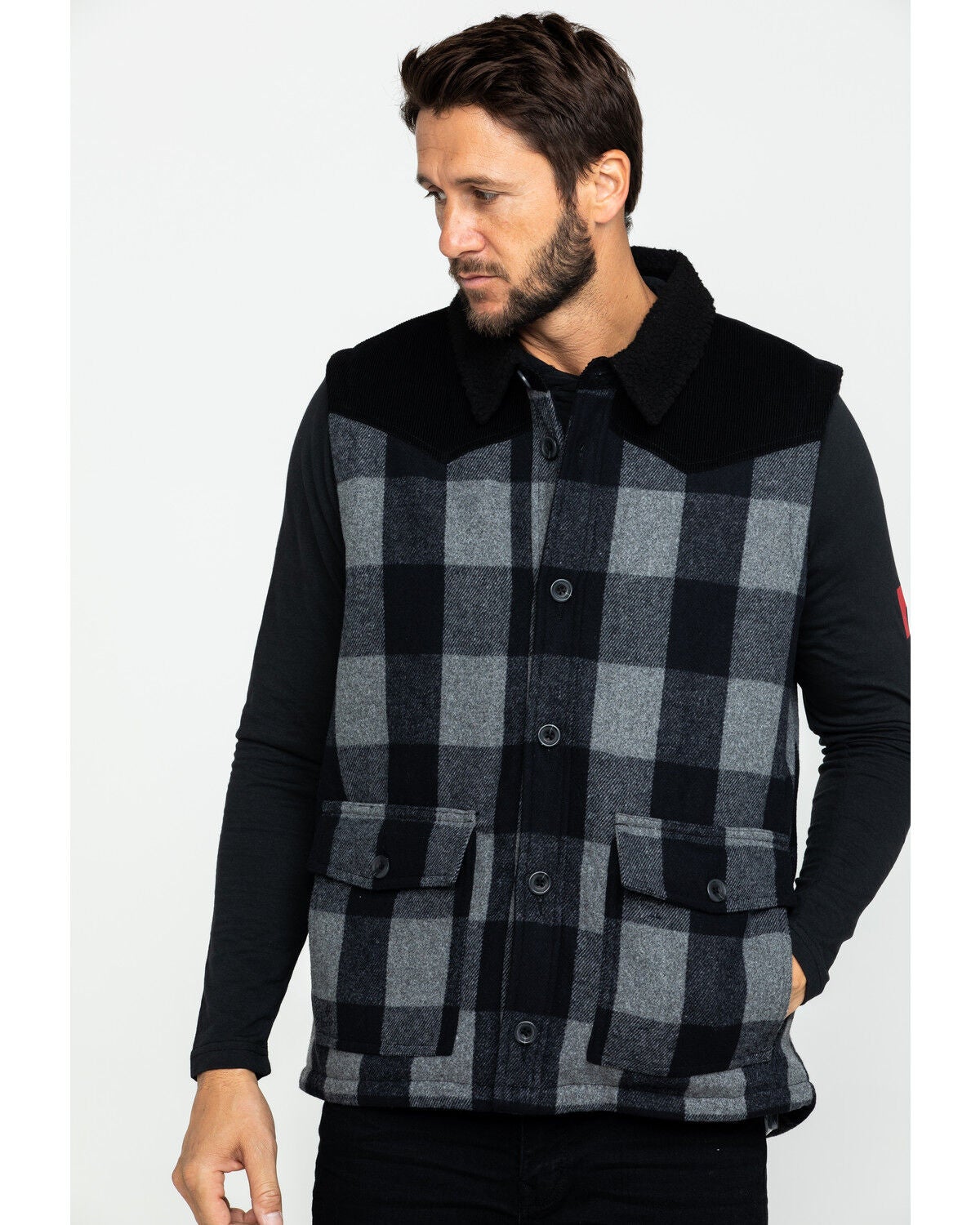 Image #1 - Moonshine Spirit&reg; Men's Countryman Buffalo Check Plaid Corduroy Vest, , hi-res