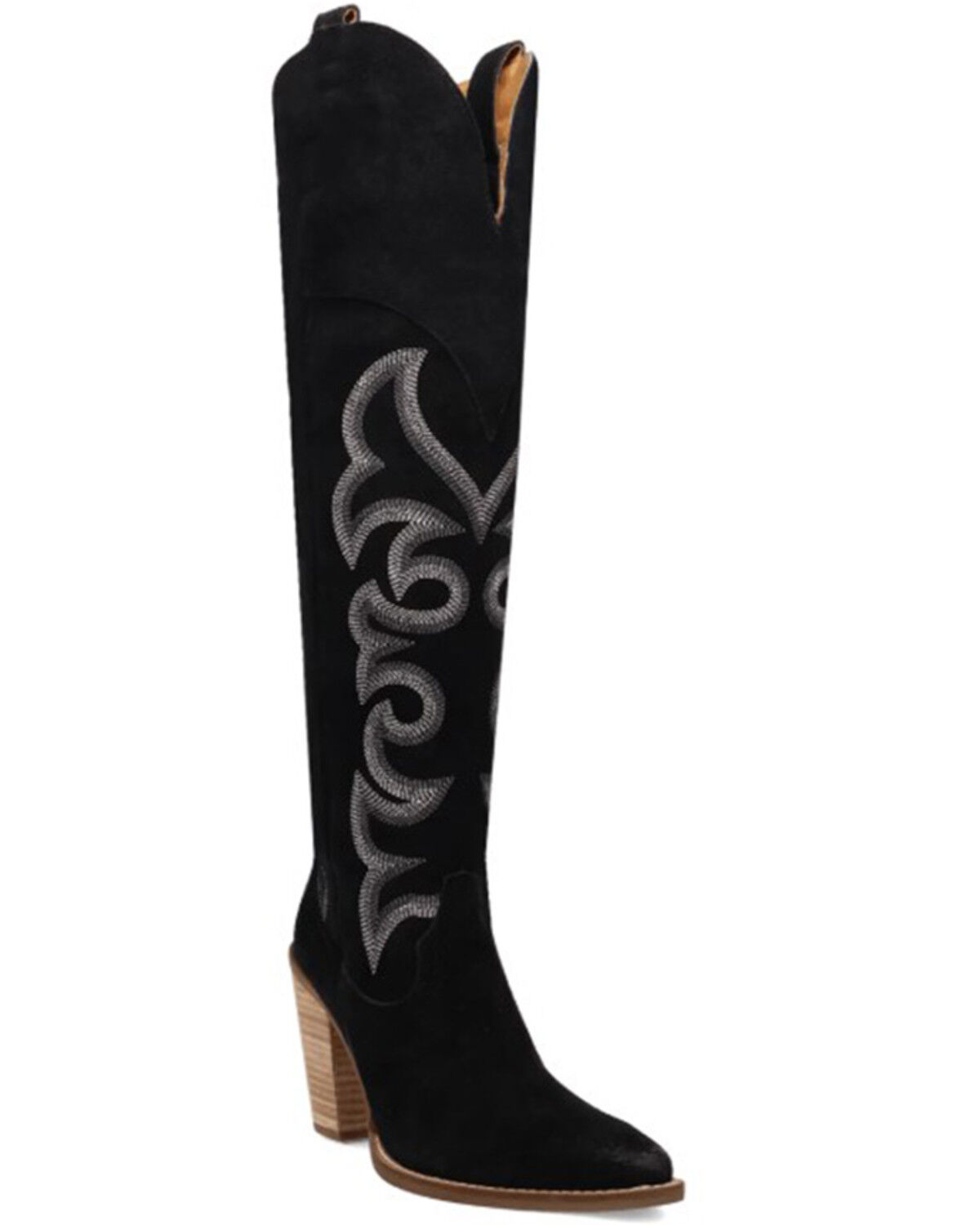 Image #1 - Dingo Women's Primadonna Suede Tall Western Boots - Round Toe, Black, hi-res