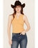 Image #1 - Miss Me Women's Studded Split V Neck Tank, Mustard, hi-res