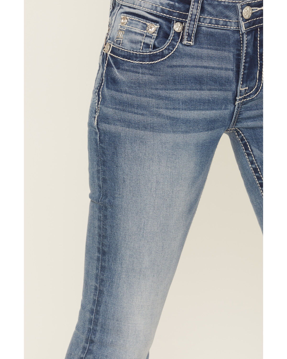 Image #4 - Miss Me Women's Medium Wash Wing Embroidered Bootcut Stretch Jeans, Medium Wash, hi-res