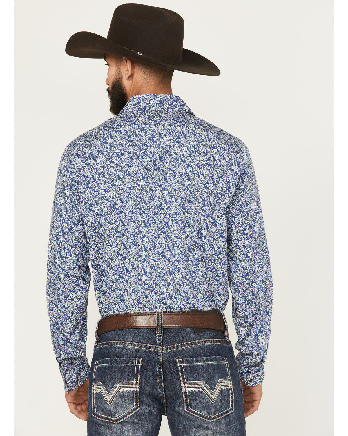 Image #4 - Stetson Men's Floral Print Long Sleeve Snap Western Shirt, Blue, hi-res