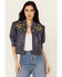 Image #1 - Double D Ranch Women's Ti-Yi-Yo Leather Jacket, Blue, hi-res