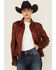 Image #1 - Scully Women's Leather Trucker Jacket, Brown, hi-res