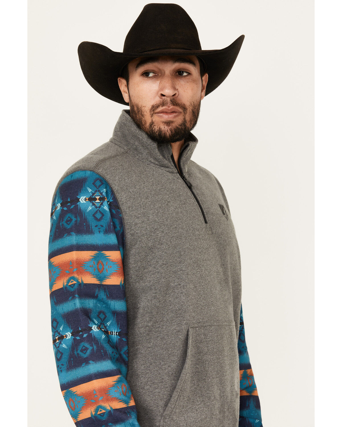 Image #2 - RANK 45® Men's Morocco Color Block 1/4 Zip Pullover, Charcoal, hi-res