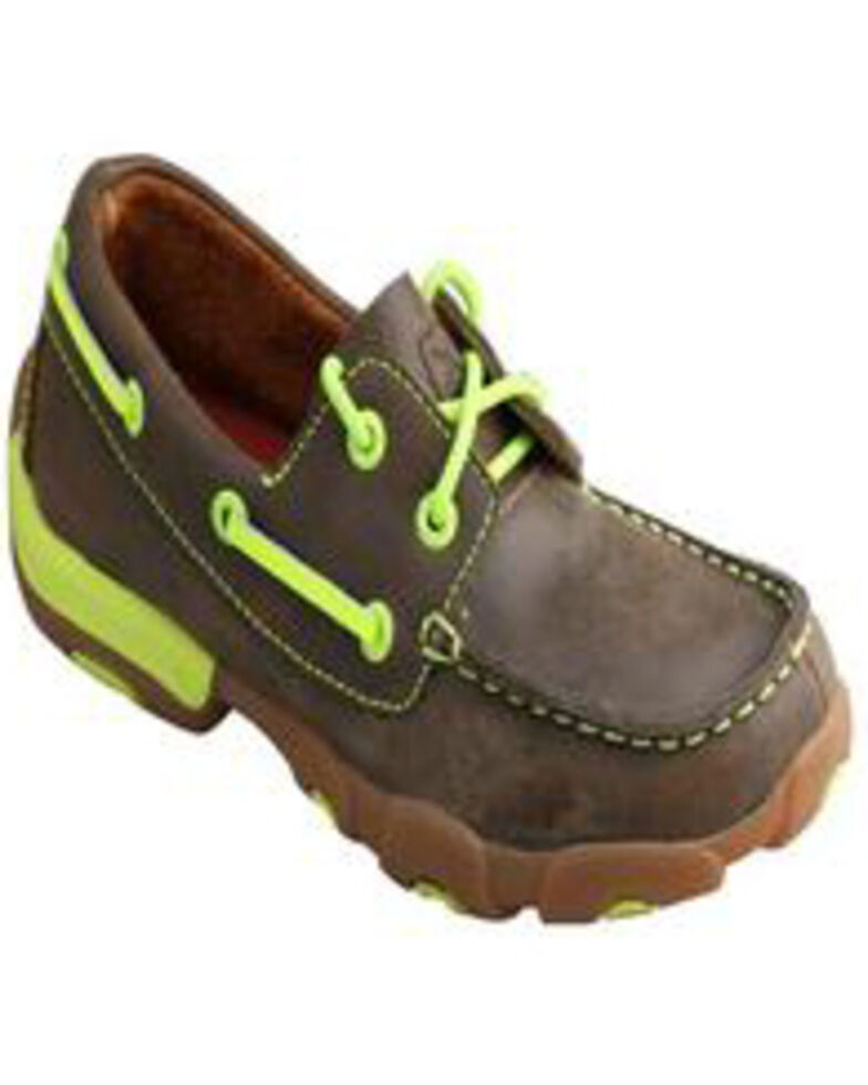 Twisted X Boy's Boat Shoe Driving Moc, Brown, hi-res