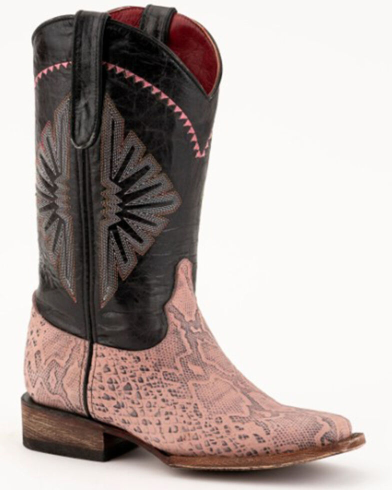 Ferrini Women's Boa Snake Print Western Boots - Narrow Square Toe , Pink, hi-res