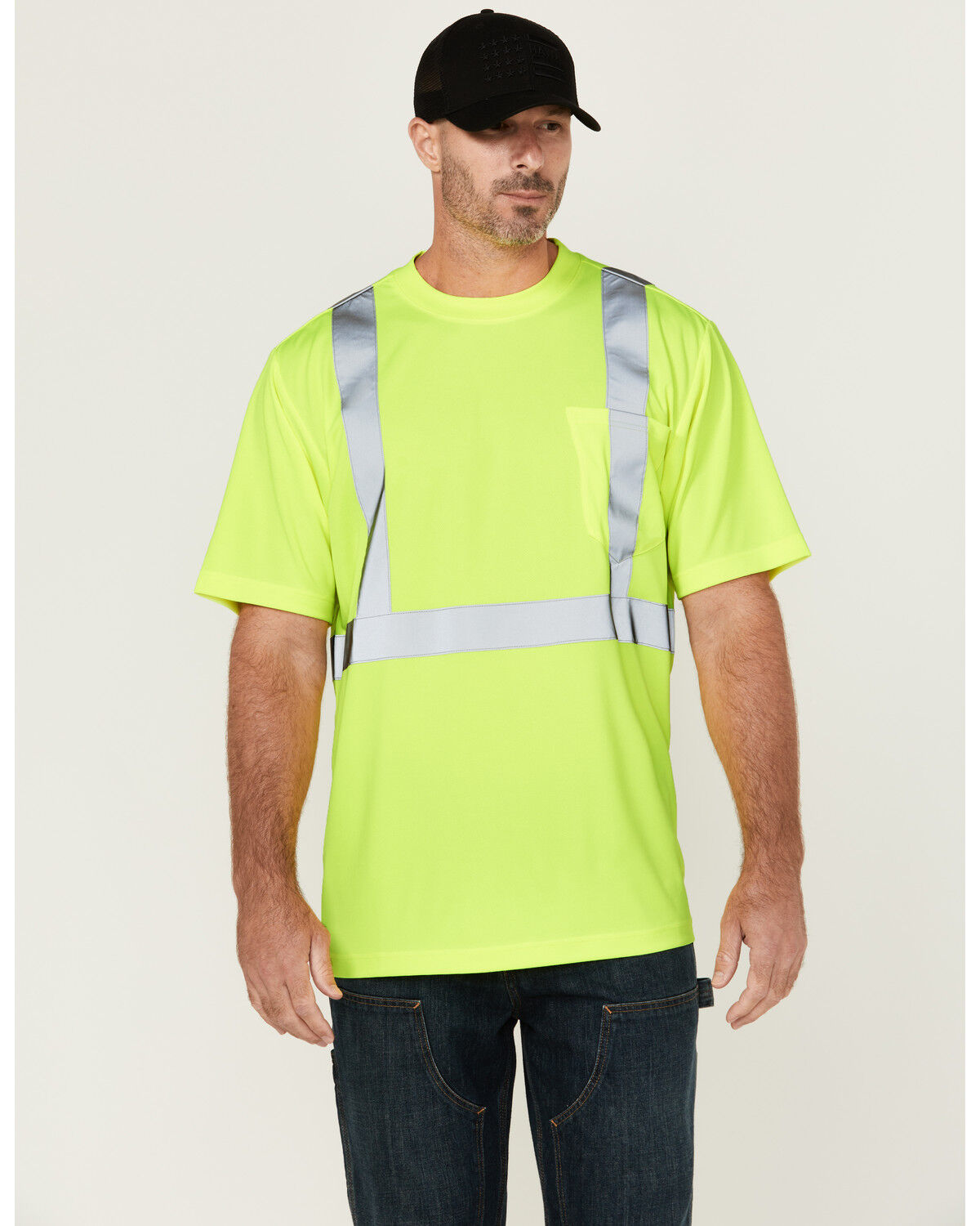 Image #1 - Hawx Men's Hi-Vis Reflective Short Sleeve Work T-Shirt, Yellow, hi-res