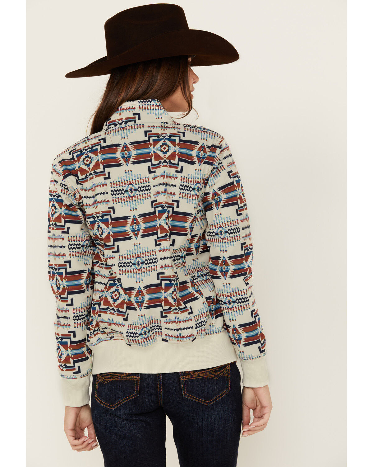 Image #4 - Shyanne Women's Maya Southwestern Print Softshell Bomber Jacket, Cream, hi-res