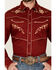 Image #3 - Wrangler Men's Rodeo Ben Embroidered Long Sleeve Snap Western Shirt, Red, hi-res