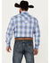 Image #4 - Roper Men's Amarillo Plaid Print Long Sleeve Pearl Snap Western Shirt, Blue, hi-res