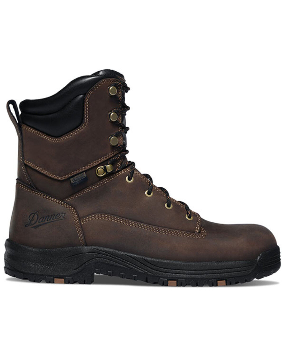 Image #2 - Danner Men's 8" Caliper Work Boots - Aluminum Toe, Brown, hi-res