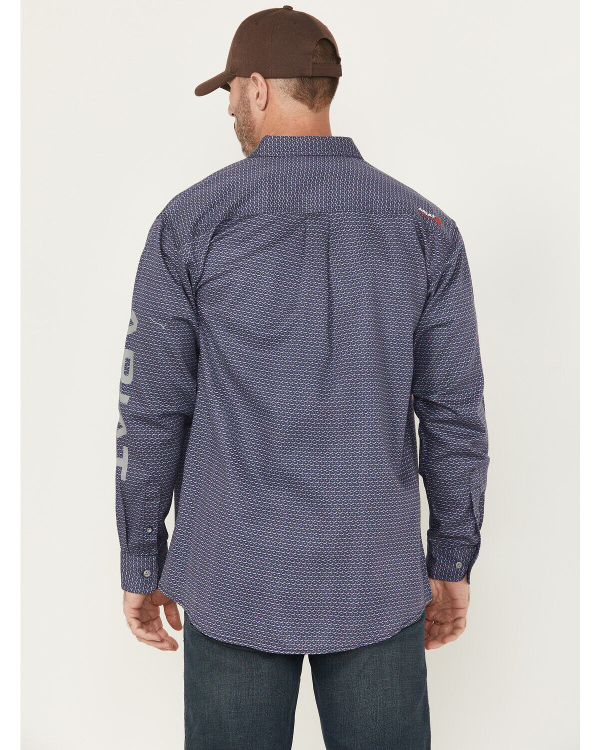Image #4 - Ariat Men's FR Rodeo Logo Long Sleeve Button-Down Work Shirt, Navy, hi-res