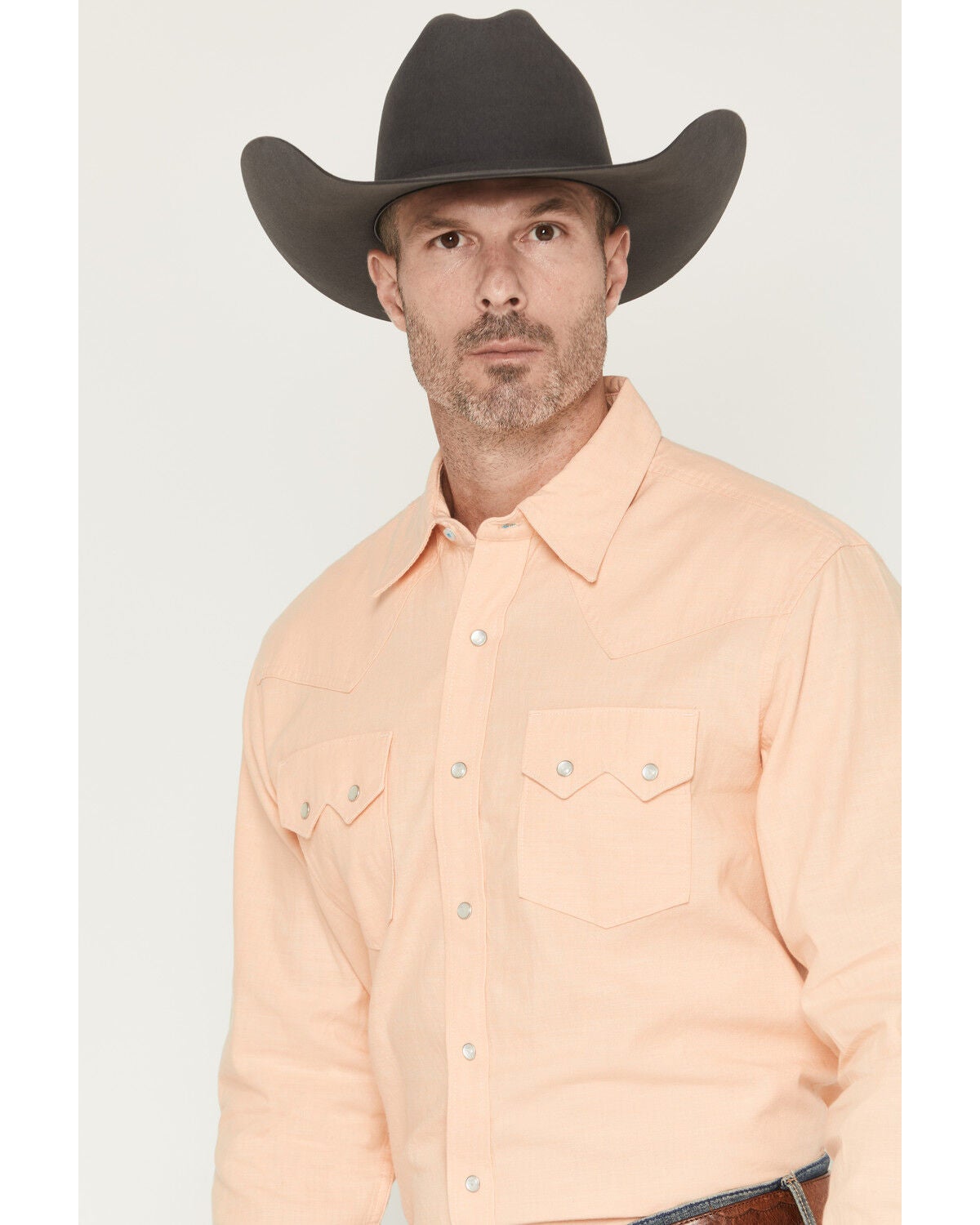 Image #2 - Wrangler X Cody Johnson Men's Solid Long Sleeve Pearl Snap Western Shirt, Orange, hi-res