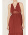 Image #2 - Lush Women's Maroon Sleeveless Lace Trim Dress, Maroon, hi-res