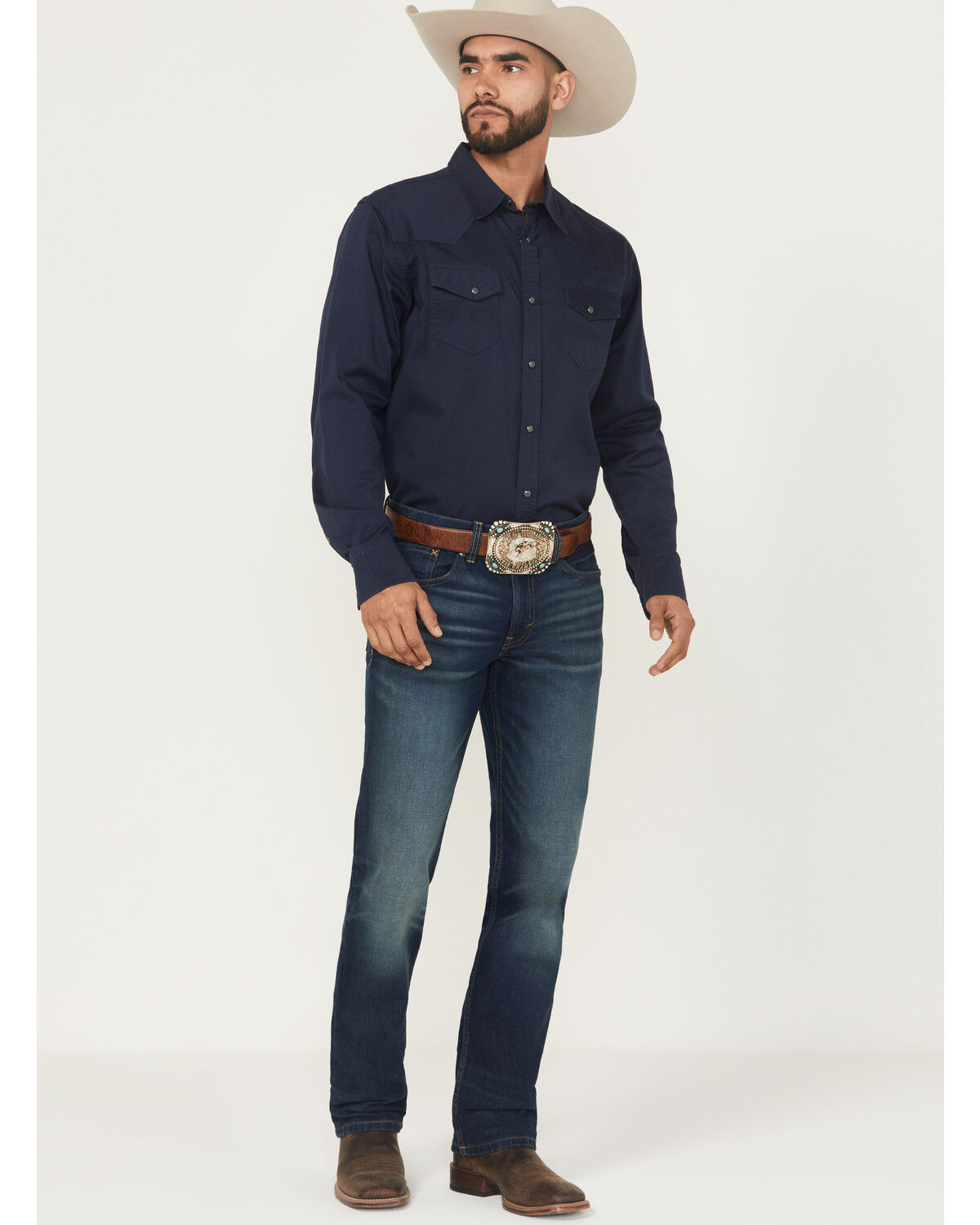 Image #1 - RANK 45® Men's Coyote Dark Wash Slim Straight Durable Stretch Denim Jeans, Dark Wash, hi-res