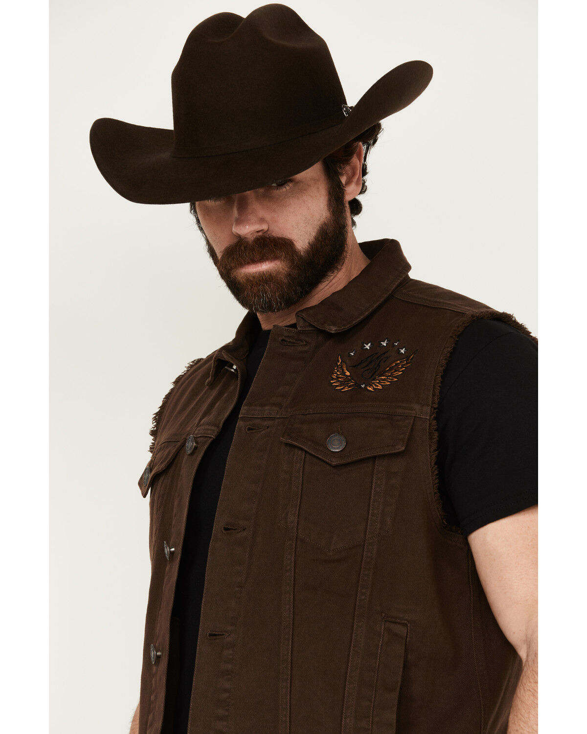 Image #2 - Moonshine Spirit Men's Revolt Trucker Cutoff Vest, Dark Brown, hi-res