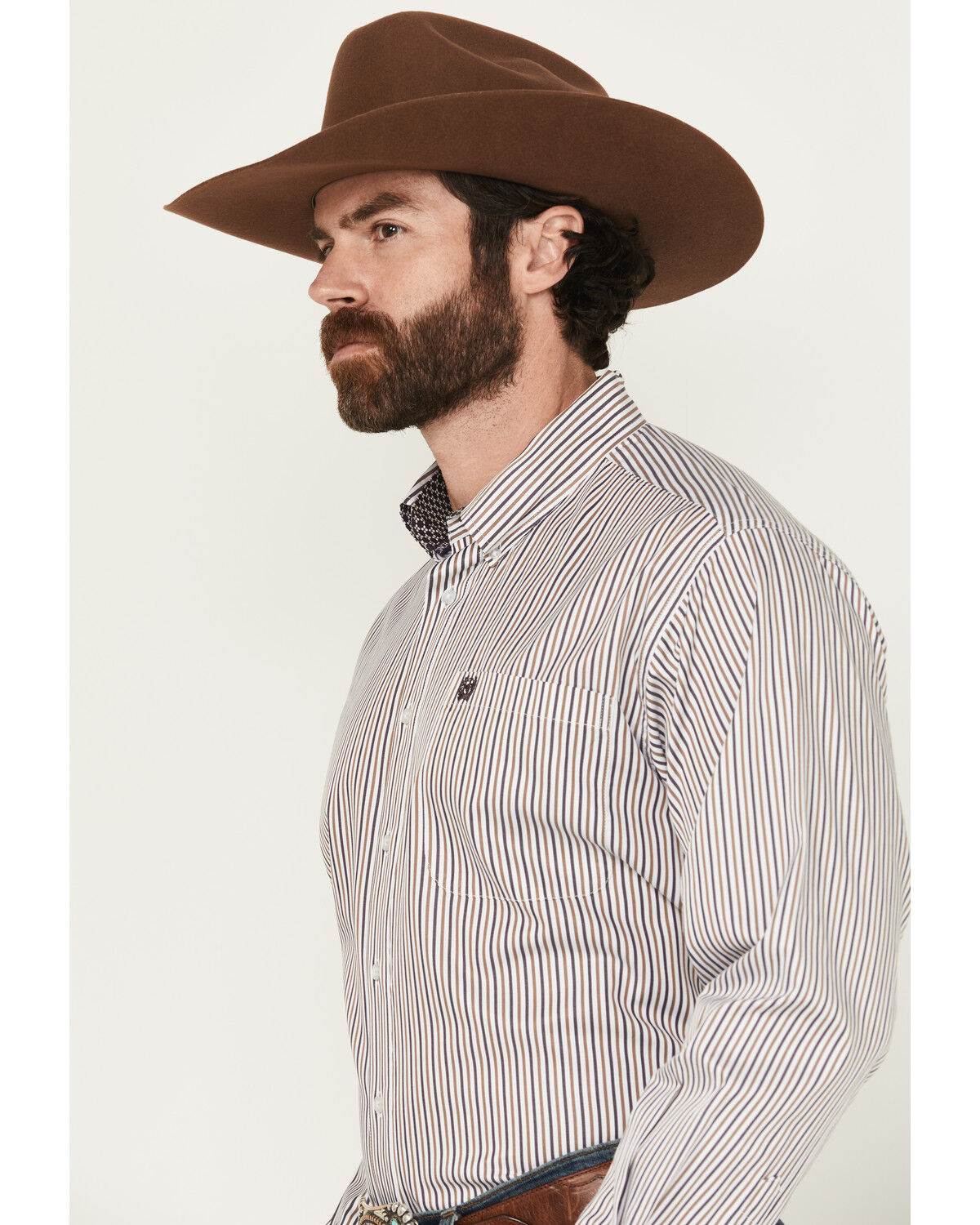 Image #2 - Cinch Men's Striped Long Sleeve Button-Down Western Shirt, White, hi-res