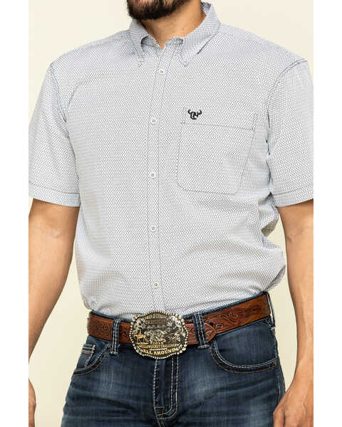 Image #4 - Cowboy Hardware Men's White Little Zig Geo Print Short Sleeve Western Shirt , White, hi-res