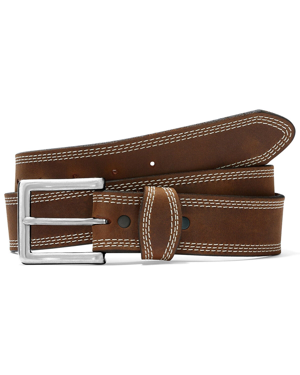 Justin Men's Triple Stitch Border Classic Belt, Brown, hi-res