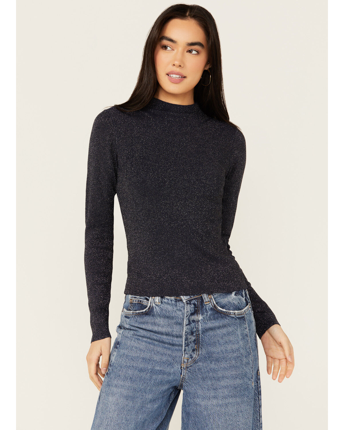 Image #1 - Sadie & Sage Women's Amia Long Sleeve Sweater, Navy, hi-res