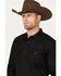 Image #2 - Gibson Men's Southside Satin Stripe Pearl Snap Western Shirt, Black, hi-res