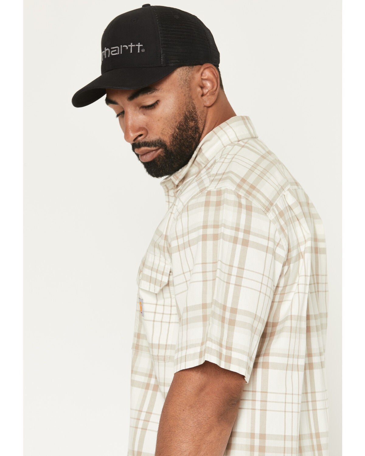 Image #2 - Carhartt Men's Fort Loose Fit Short Sleeve Button-Down Work Shirt, Off White, hi-res