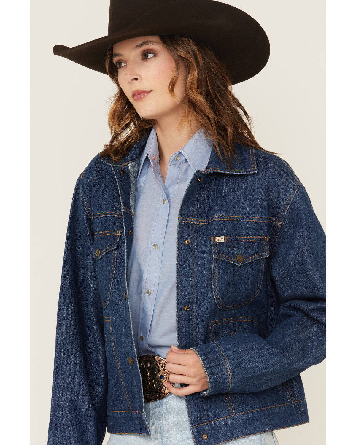 Image #3 - Cowboygirl by Jenna Paulette Women's Cowboyfriend Denim Jacket, Dark Wash, hi-res