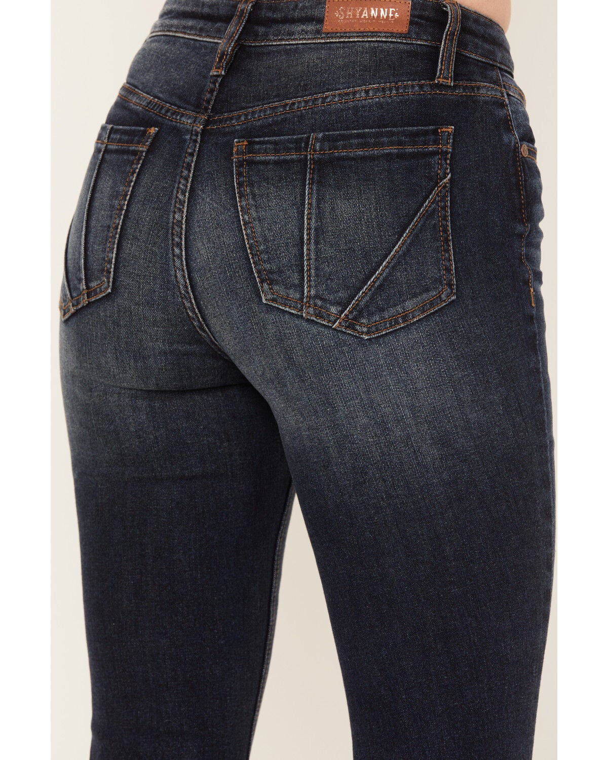 Image #4 - Shyanne Women's Dark Wash Mid Rise Slit Boot Cut Jeans, Dark Medium Wash, hi-res