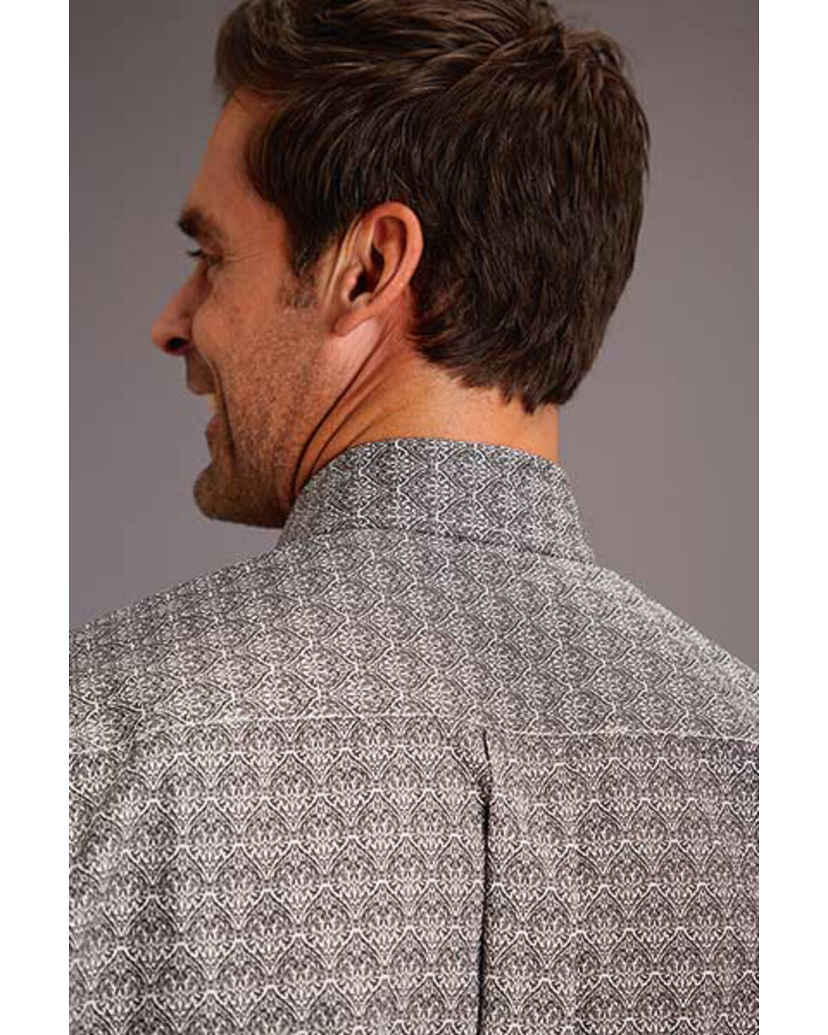 Image #2 - Stetson Men's Black Medallion Geo Print Long Sleeve Western Shirt, Black, hi-res