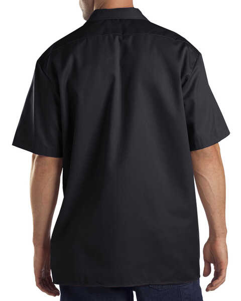 Image #2 - Dickies Men's Solid Short Sleeve Folded Work Shirt, Black, hi-res