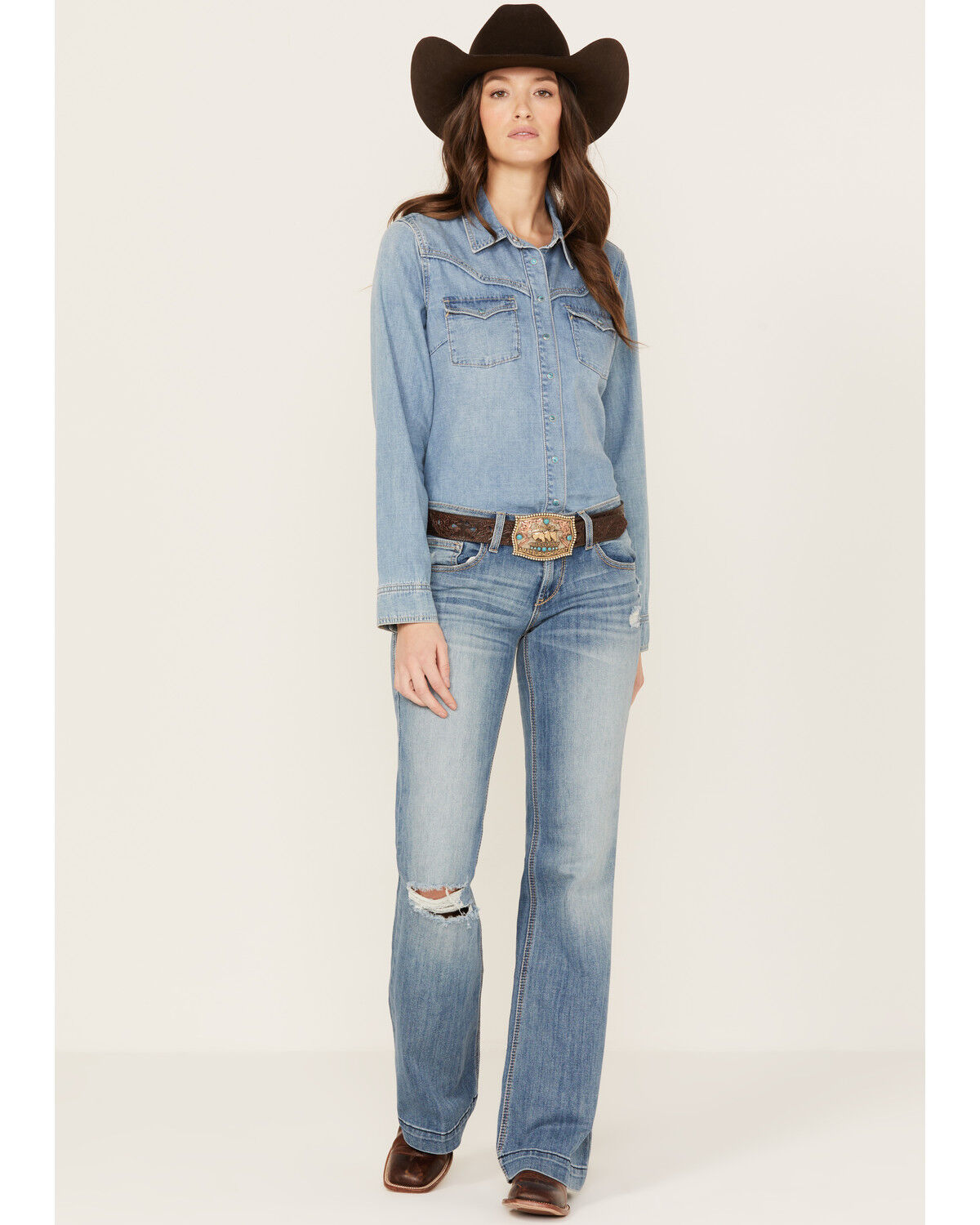 Image #1 - Ariat Women's Trouser Mid Rise Jacqueline Philadelphia Jeans, Medium Wash, hi-res