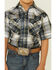 Ely Walker Boys' Black Textured Plaid Short Sleeve Snap Western Shirt , Black, hi-res