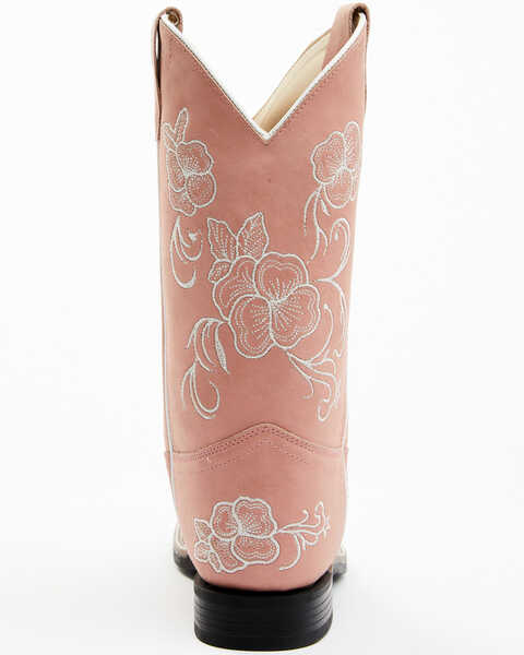 Image #5 - Shyanne Girls' Little Lasy Floral Embroidered Leather Western Boots - Broad Square Toe, Pink, hi-res