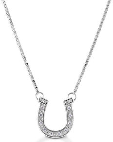  Kelly Herd Women's Pave Horseshoe Necklace , Silver, hi-res