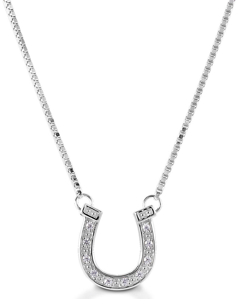  Kelly Herd Women's Pave Horseshoe Necklace , Silver, hi-res