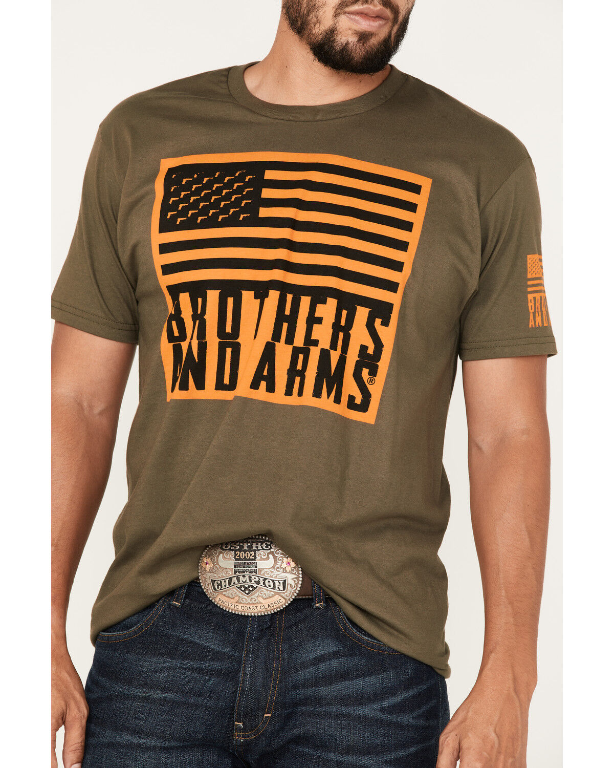 Image #3 - Brothers & Arms Men's Flag Logo Graphic T-Shirt, Green, hi-res
