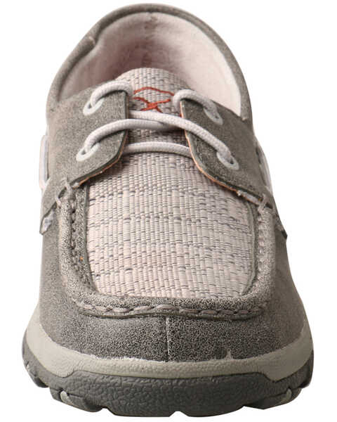 Twisted X Women's Silver CellStretch Boat Shoes - Moc Toe, Silver, hi-res