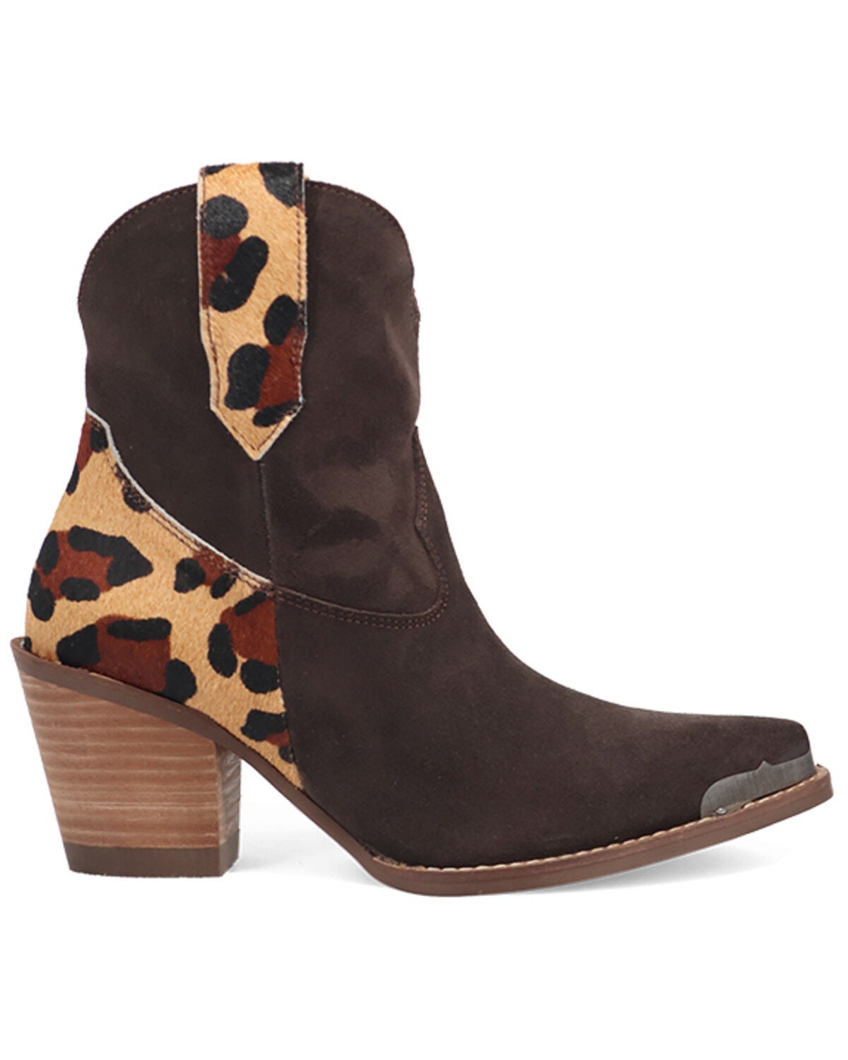 Image #2 - Dingo Women's Texas Charm Suede Leopard Print Western Booties - Round Toe, Brown, hi-res