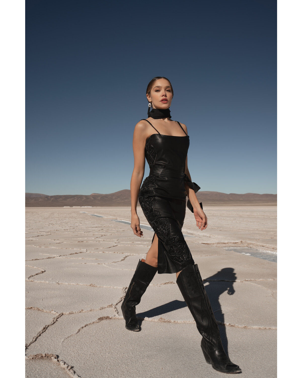 Image #1 - Wonderwest Women's Studded Leather Midi Dress, Black, hi-res