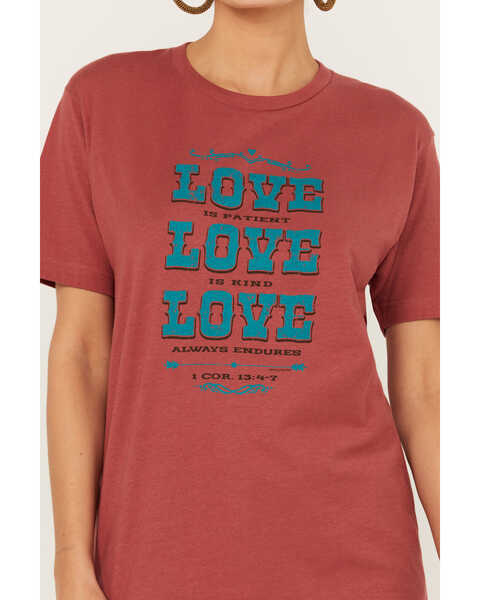 Image #3 - Kerusso Women's Love Love Love Short Sleeve Graphic Tee, Rust Copper, hi-res