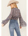 Image #4 - Wild Moss Women's Printed Tie Front Bell Sleeve Cropped Kimono, Brown, hi-res