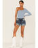 Miss Me Women's Pearl Rhinestone & Embroidered Pocket Denim Jean Shorts, Blue, hi-res