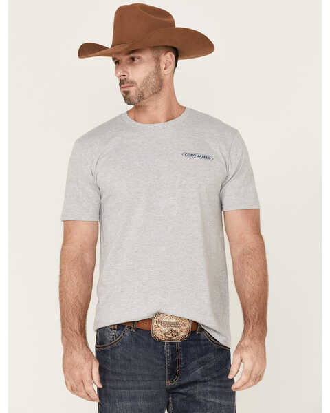 Image #1 - Cody James Men's Horse Shoe Graphic Short Sleeve T-Shirt , Heather Grey, hi-res